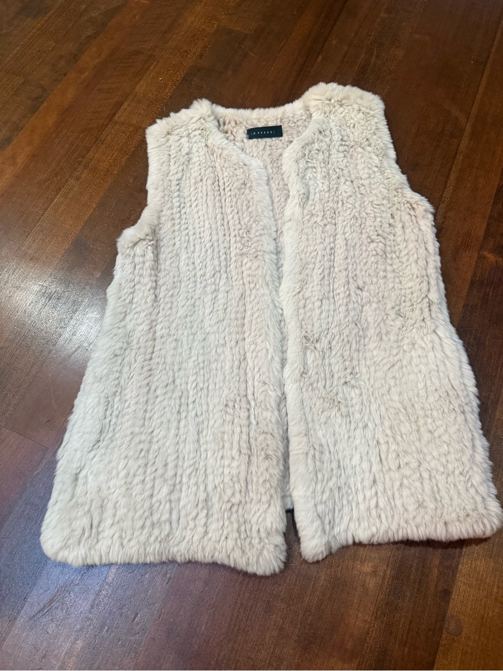 H BRAND Light Cream Real Fur Vest